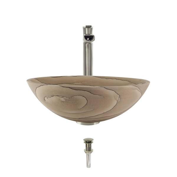 MR Direct Stone Vessel Sink in Sandstone with 731 Faucet and PopUp