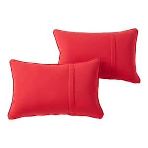 Sunbrella Jockey Red Rectangle Outdoor Throw Pillow with Pleat (2-Pack)