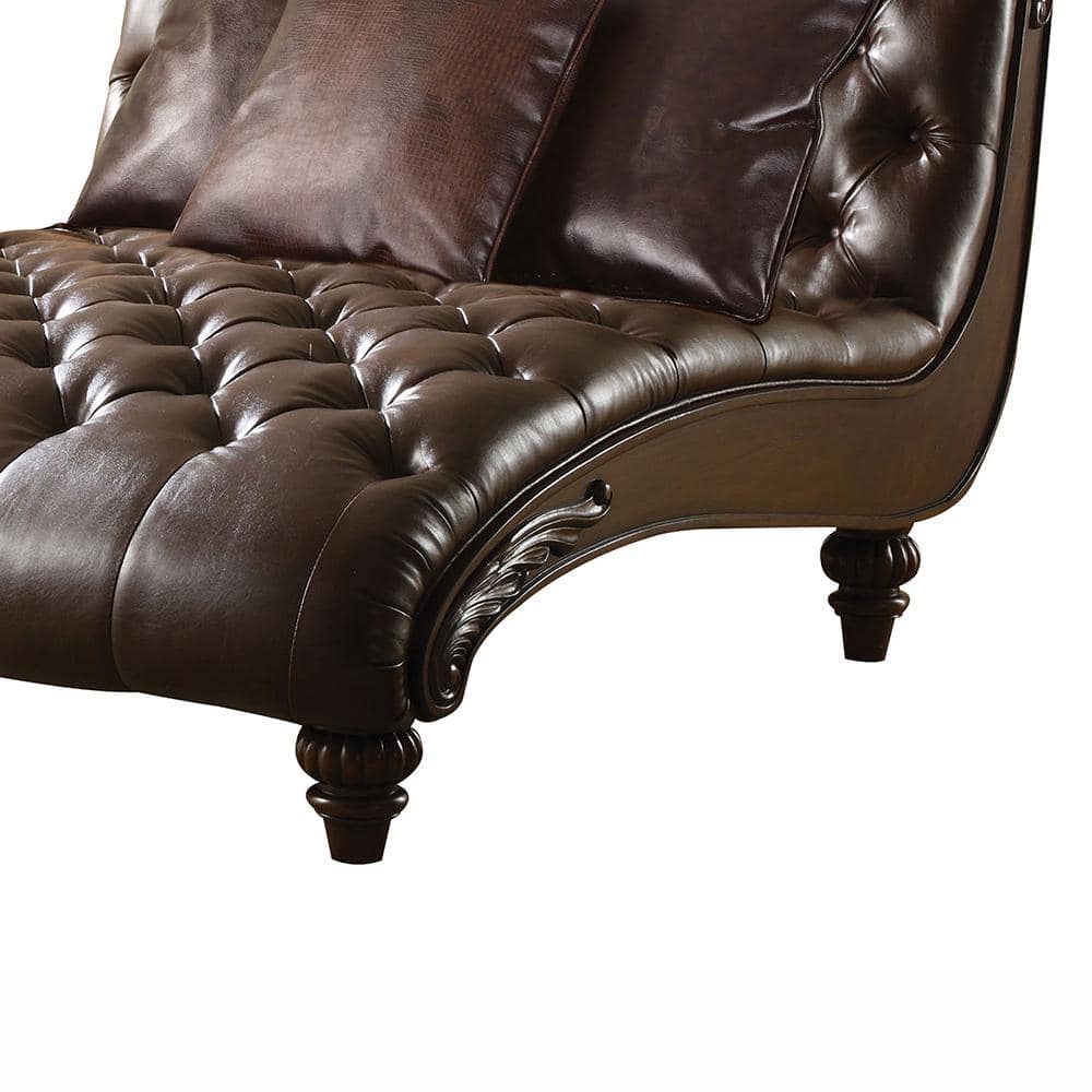Anondale Classic Elegance Button-Tufted Chaise in 2-Tone Brown