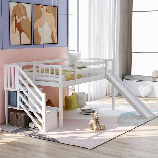 boy twin loft bed with slide