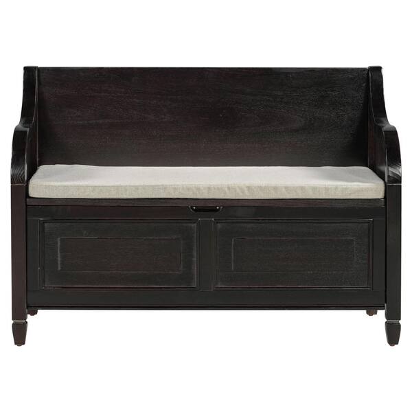 Rustic Style Wood Entryway Storage Bench Ottoman Espresso Dining Bench with  Beige Cushion 42 in. FY-WF299118AAL - The Home Depot