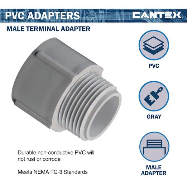 Cantex 1.25 in. PVC Male Terminal Adapter Conduit Fitting for