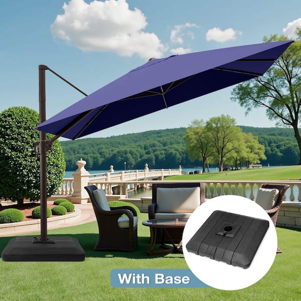 adjustable patio umbrellas CLOUDFLY 11x 9 ft. Cantilever Umbrella with 360° Rotation Adjustable Outdoor Patio Umbrella with HDPE Base Fits Pool Lawn in Blue