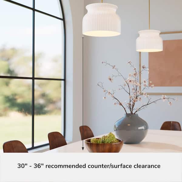 Hunter - Harlowe 60-Watt 1 Light Luxe Gold Shaded Pendant Light with Cased White Glass Shade, No Bulb Included