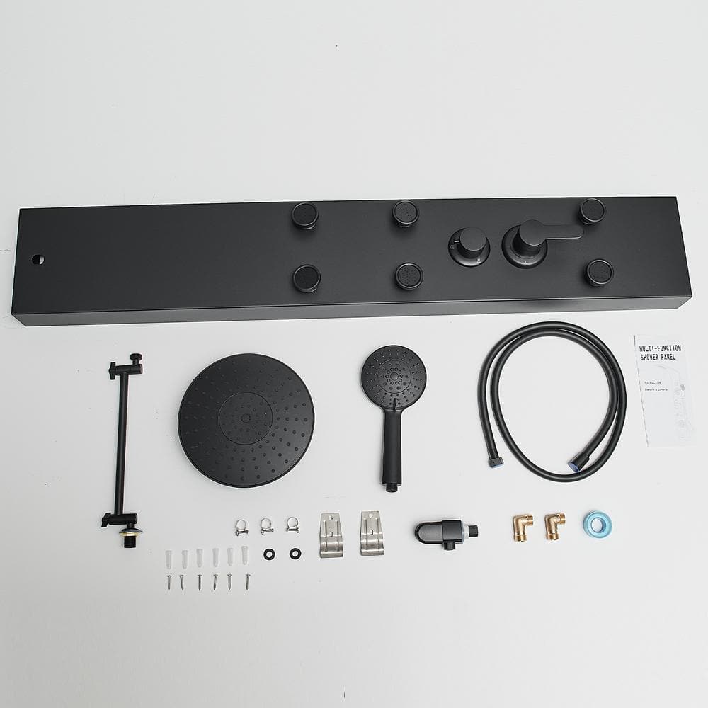 Matte Black 60.55'' Shower Panel with Adjustable Head and Jets