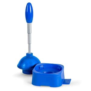 Bubbly Blue, Collapsible Toilet Plunger with Base/Caddy