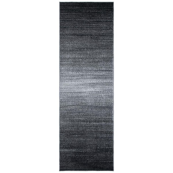 Adirondack 3 ft. x 6 ft. Dark Gray/Light Gray Gradient Transitional Runner Rug