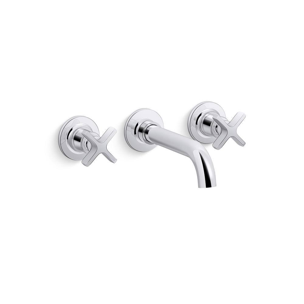 Polished Chrome Wall-Mount Bathroom Sink Faucet