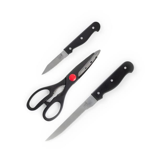 KitchenCraft Lovello Retro 5-Piece Stainless Steel Knife Set and Knife  Block – Midnight Black