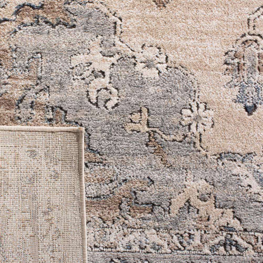 Beige and Gray Floral Medallion 9' x 12' Area Rug