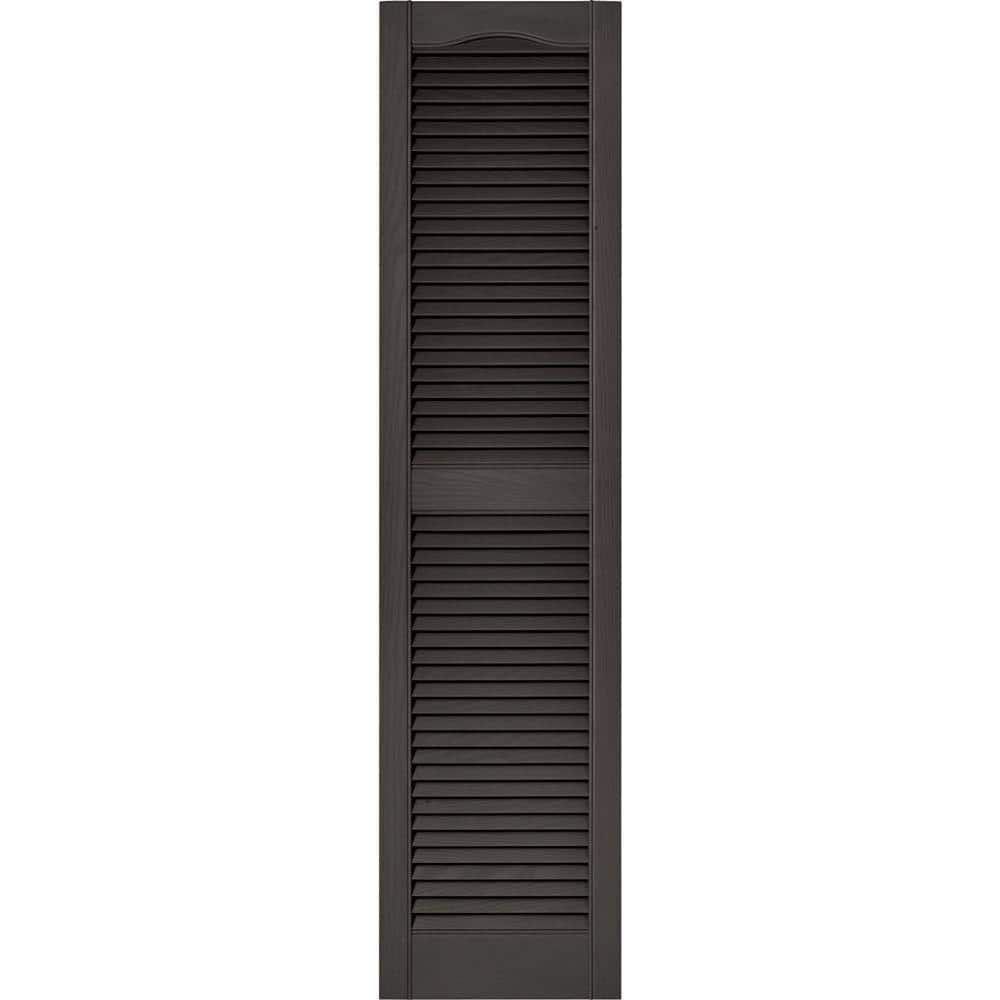 Builders Edge Builders Edge 15 in. x 60 in. Louvered Vinyl Exterior Shutters Pair in ...