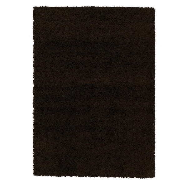 Ottomanson Contemporary Solid Brown 8 ft. x 10 ft. Shag Area Rug