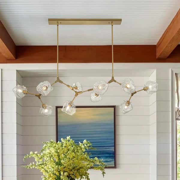 Y'INSP 12-Light Brass Modern Molecular Chandelier Mid-Century Sputnik Ceiling Light Hanging Pendant Light for Kitchen Island