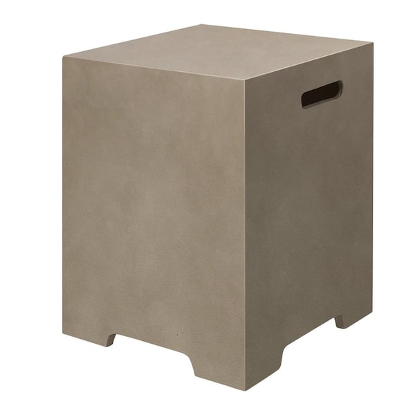 UPHA 20 in. Brown Square Concrete Outdoor Propane Tank Cover, Outdoor Side Table