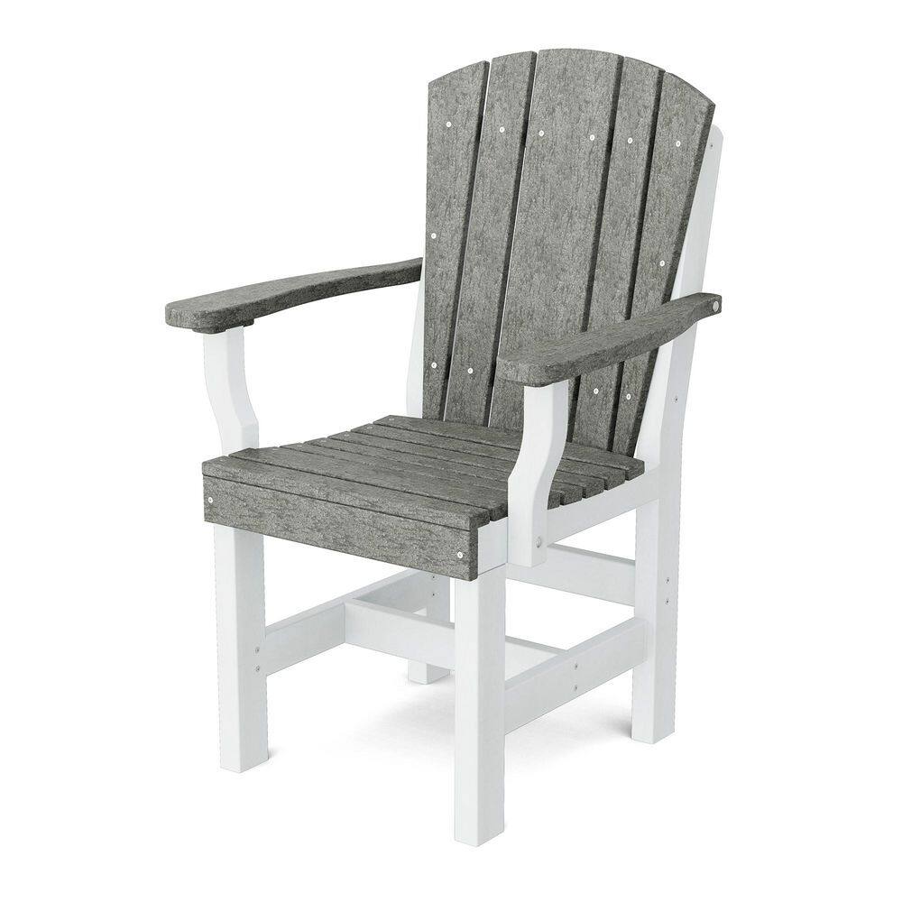 Heritage Dark Gray and White HDPE Plastic Outdoor Dining Arm Chair price history on PriceWatchPro