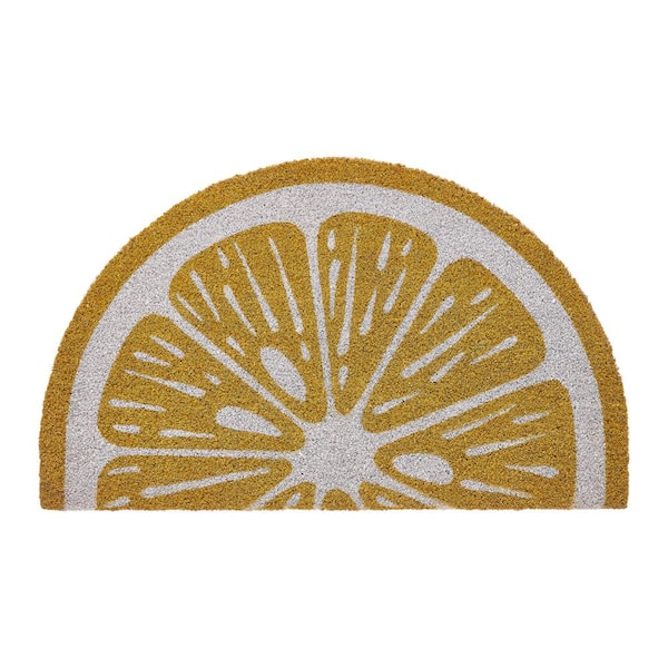 Half Lemon 18 in. x 30 in. Indoor/Outdoor Coir Door Mat