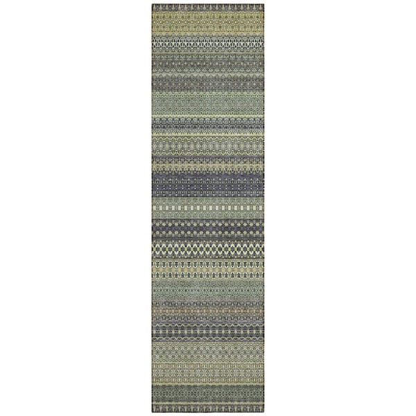 Sage 2 ft. x 8 ft. Woven Striped Polyester Runner Indoor/Outdoor Area Rug