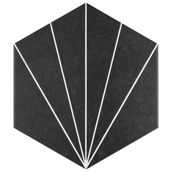 Merola Tile Aster Hex Nero 8-5/8 in. x 9-7/8 in. Porcelain Floor and Wall Take Home Tile Sample