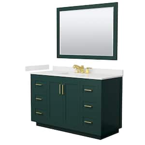 Miranda 54 in. W x 22 in. D x 33.75 in. H Single Bath Vanity in Green with White Quart Top and 46 in. Mirror