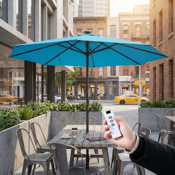 10 ft patio umbrellas blue Best Choice Products 10ft Outdoor Umbrella, Outdoor Table Umbrella, Yard Umbrella, Market Umbrella with 6 Sturdy Ribs, Push Button, Tilt and Crank Help ensure a durable assembly 10ft 3 Tier Patio Umbrella