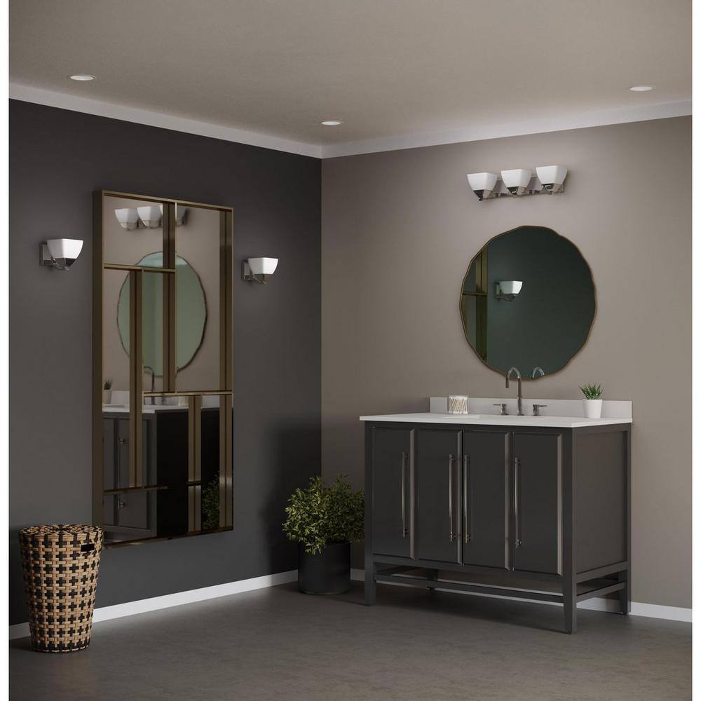 Polished Chrome 2-Light Bath Vanity with Etched White Glass Shades