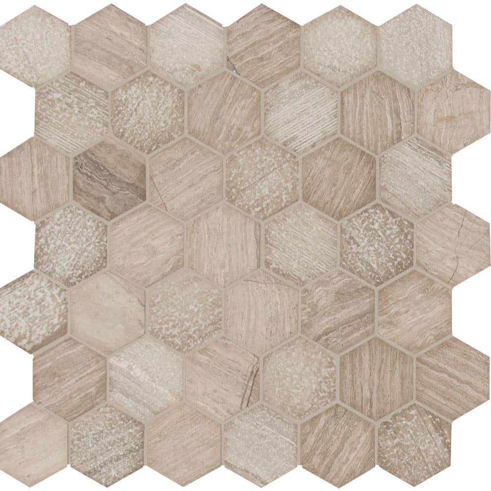 Honeycomb 2 in. Hexagon 12 in. x 12 in. x 0.38 in. Tumbled Marble Mesh-Mounted Mosaic Tile (9.8 sq. ft./Case) price history on PriceWatchPro