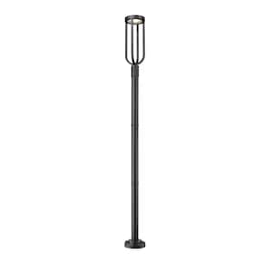 Leland 97.25 in. 1-Light Sand Black Aluminum Hardwired Outdoor Marine Grade Post Mounted Light with Integrated LED