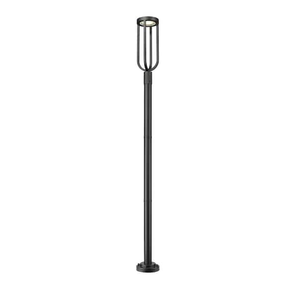 Unbranded Leland 97.25 in. 1-Light Sand Black Aluminum Hardwired Outdoor Marine Grade Post Mounted Light with Integrated LED