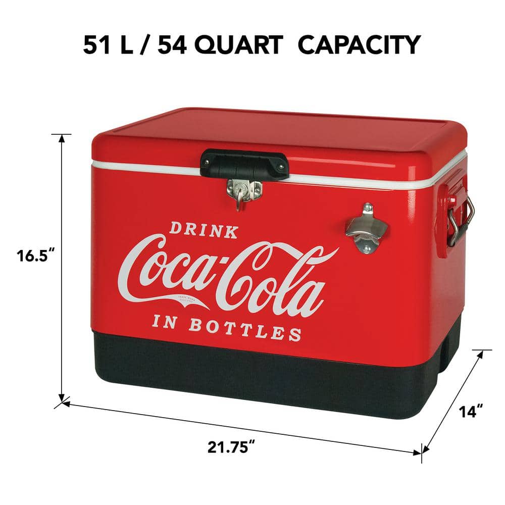 Red and Black Metal Coca-Cola 54 qt Ice Chest Cooler