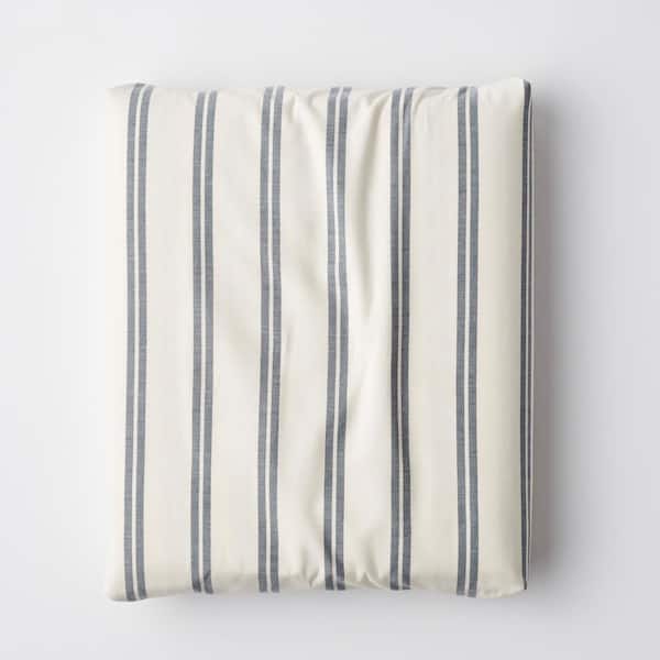 Narrow Stripe Navy 200-Thread Count Cotton Percale King Fitted Sheet