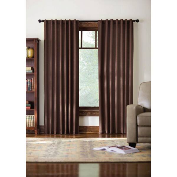 Home Decorators Collection Blackout Brown Monaco Thermal Foam Backed Lined Back Tab Curtain - 52 in. W x 84 in. L