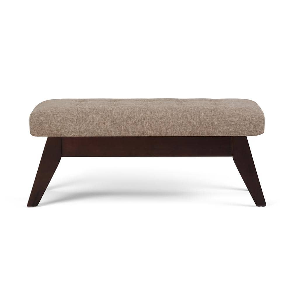 Draper 40" Wide Fawn Brown Linen Tufted Mid-Century Ottoman Bench