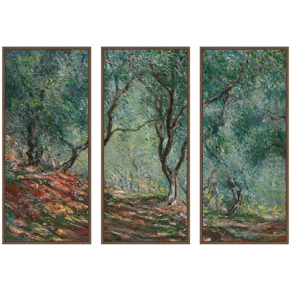 3 Piece Sylvie "Moreno Garden Olive Trees Monet" by Nostalgia Prints Nature Framed Art Print Set 40 in. x 18 in.