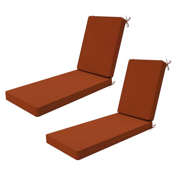 UPHA 21 in. x 72 in. Outdoor Chair Cushion for Patio Chaise Lounge, Water Resistant Patio Cushion Set in Rust Red (2-Pack)