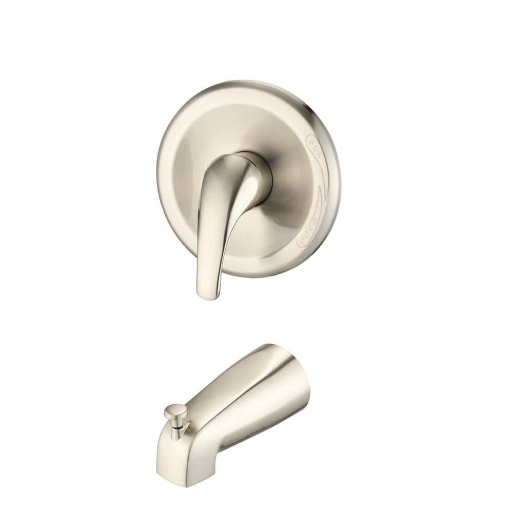 Single-Handle Wall-Mount Roman Tub Faucet in Brushed Nickel