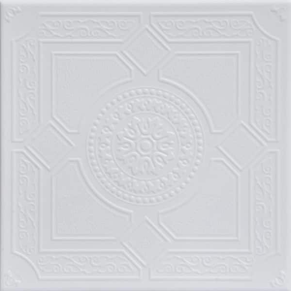 A La Maison Ceilings Kensington Gardens Ultra Pure White 1.6 ft. x 1.6 ft. Decorative Foam Glue Up Ceiling Tile (384 sq. ft. /Case)