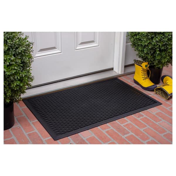 Calloway Mills 153483660 3 x 5 ft. Rubber Ridge Scraper Rectangular Doormat, Black