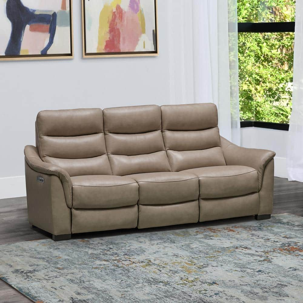 DEVON & CLAIRE Seymour 39 in. Wide Slope Arm Top Grain Leather Power Reclining  Sofa in Beige SK-E508A-BGE-3 - The Home Depot