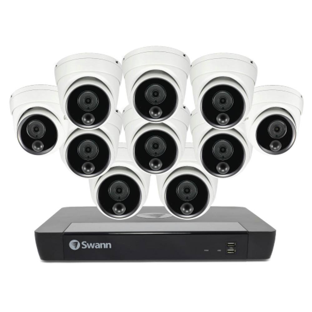 Swann Master 4K, 16Channel, 10 Dome Camera, Indoor/Outdoor PoE Wired 4K UHD 2TB HDD NVR
