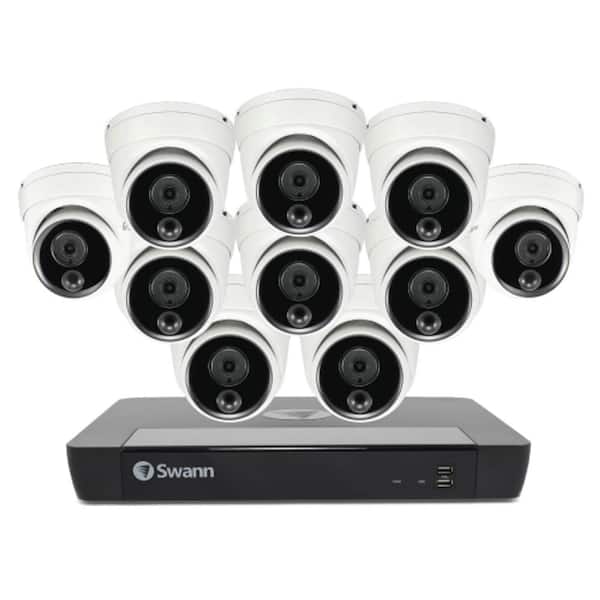 Swann Master 4K, 16-Channel, 10 Dome Camera, Indoor/Outdoor PoE Wired 4K UHD 2TB HDD NVR Security Surveillance System