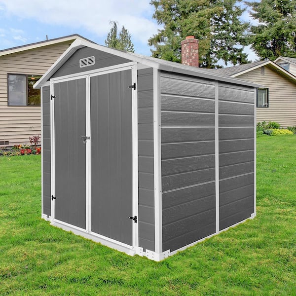 Zeus & Ruta 6 ft. W x 6 ft. Gray Outdoor Plastic Resin Storage