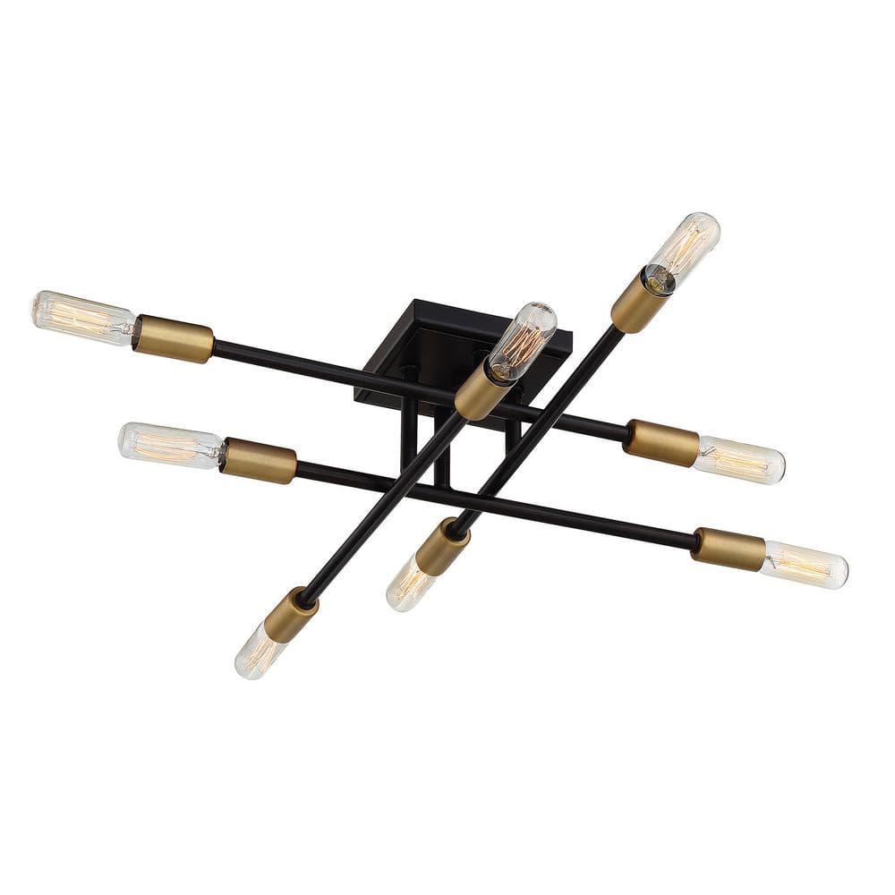 Bronze and Brass 8-Light Semi-Flush Mount Ceiling Fixture