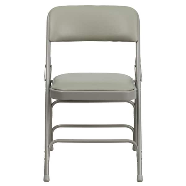Carnegy Avenue Gray Vinyl/Gray Frame Metal Folding Chair (2-Pack)