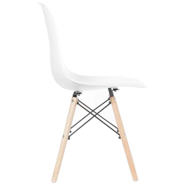 vedtage Give overskud FABULAXE Mid-Century Modern White Style Plastic DSW Shell Dining Chair with  Solid Beech Wooden Dowel Eiffel Legs QI003746.WT - The Home Depot