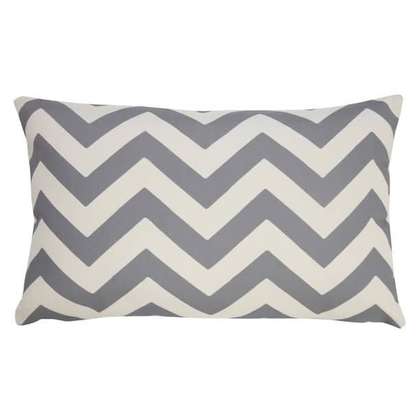 Unbranded Classic Chevron 14 in. x 20 in. Gray/Off-White Lumbar Indoor/Outdoor Throw Pillow