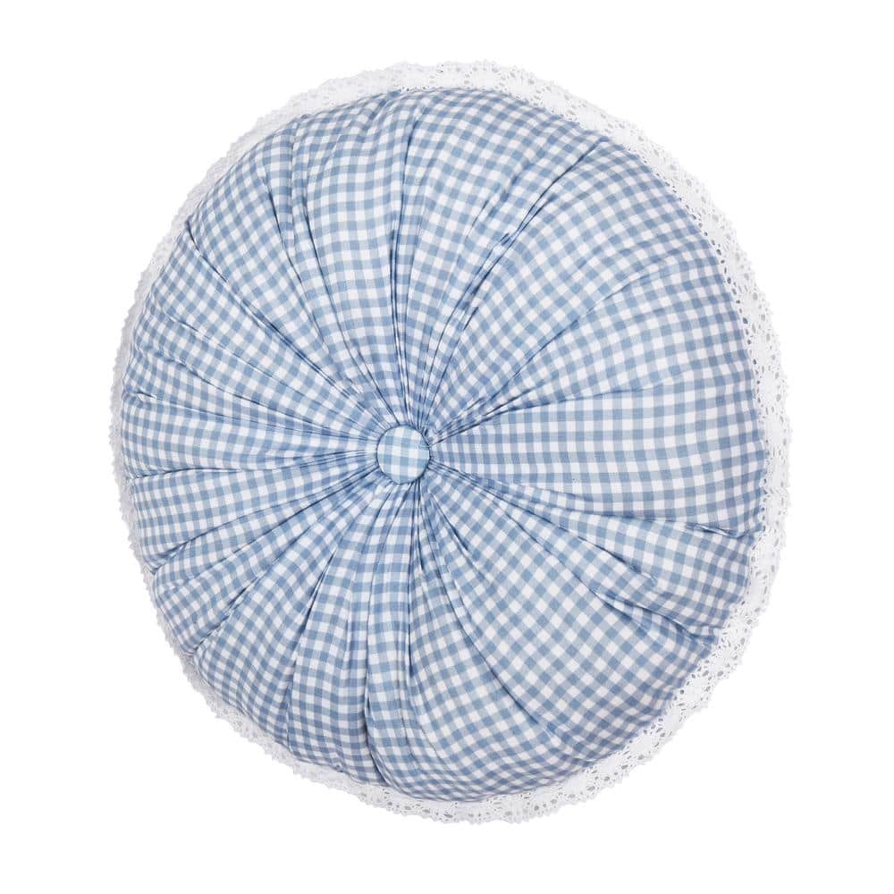 Kourtney Blue Polyester Floral Round Decorative Throw Pillow 15 in. L x 15 