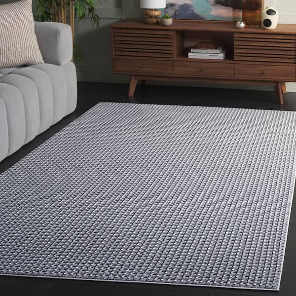 Slate 8 ft. x 10 ft. Gray/Ivory Black Distressed Solid Color Area Rug
