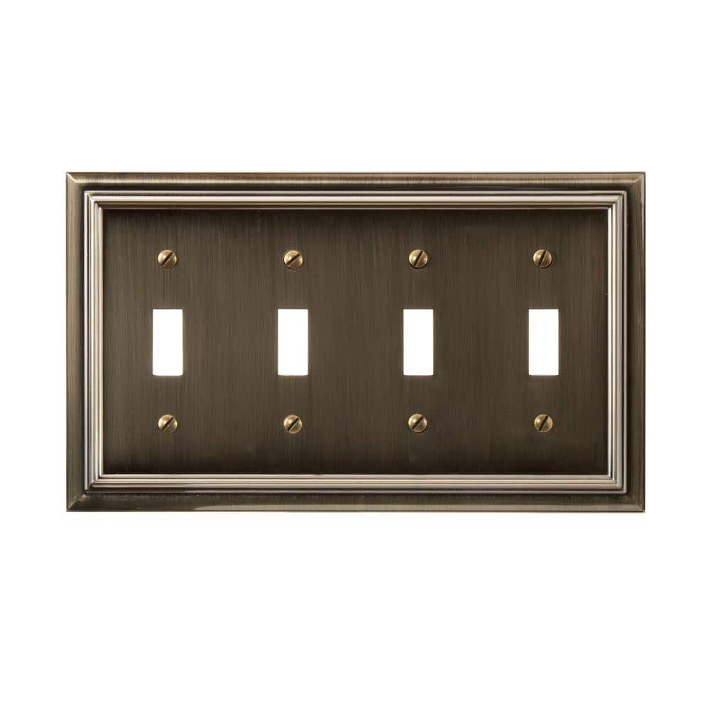 Continental 4 Gang Toggle Metal Wall Plate - Brushed Brass price history on PriceWatchPro