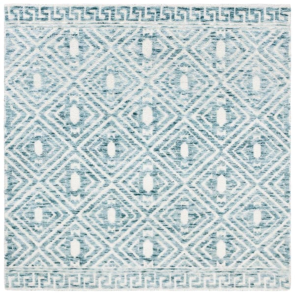 SAFAVIEH Audrey 6 ft. x 6 ft. Blue/Ivory Diamond square Area Rug