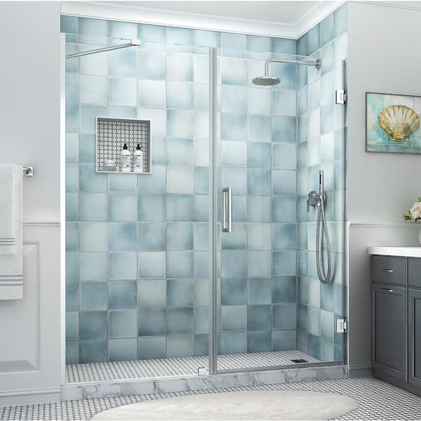 Aston Belmore XL 69.25 - 70.25 in. W x 80 in. H Frameless Hinged Shower Door with Clear StarCast Glass in Polished Chrome